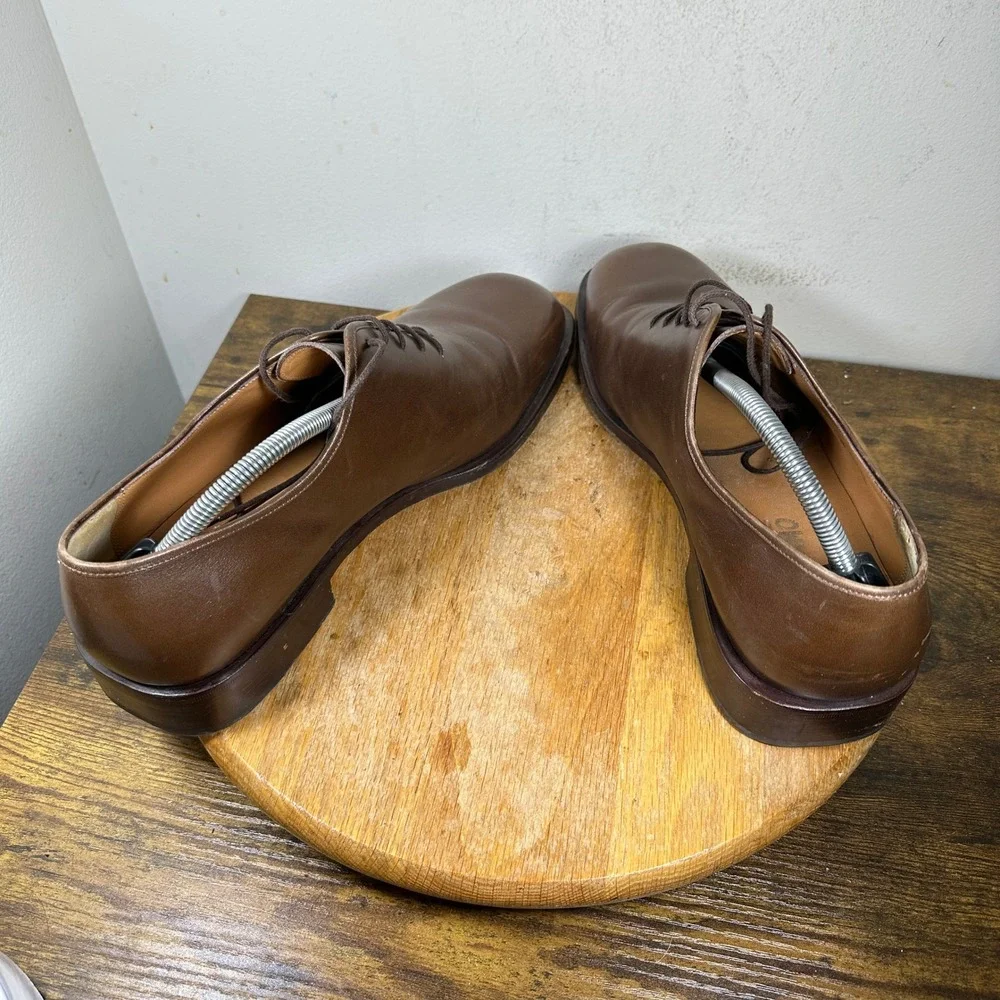 Salvatore Ferragamo Mens Brown Leather Oxford Dress Shoes Size 11.5 EE Wide